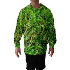 Natures Grass And Shamrock Print  Hooded Wind Breaker (kids) by artistpixi
