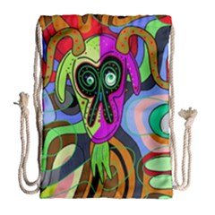 Colorful Goat Drawstring Bag (large) by Valentinaart
