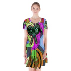 Colorful Goat Short Sleeve V-neck Flare Dress by Valentinaart