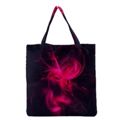 Pink Flame Fractal Pattern Grocery Tote Bag by traceyleeartdesigns