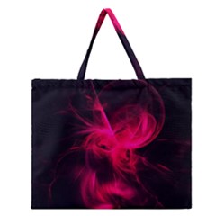 Pink Flame Fractal Pattern Zipper Large Tote Bag by traceyleeartdesigns