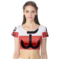 Flag Of The Polish Underground State, 1939-1945 Short Sleeve Crop Top (tight Fit) by abbeyz71