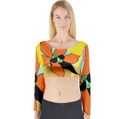 Sunflower On Sunbathing Long Sleeve Crop Top by Valentinaart