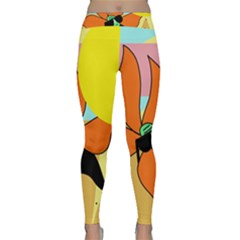 Sunflower On Sunbathing Yoga Leggings  by Valentinaart