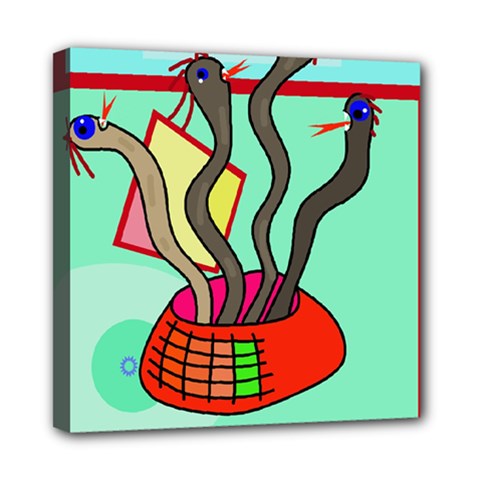 Dancing  Snakes Mini Canvas 8  X 8  by Valentinaart