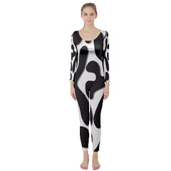 Black and white dance Long Sleeve Catsuit