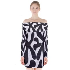 Black and white dance Long Sleeve Off Shoulder Dress