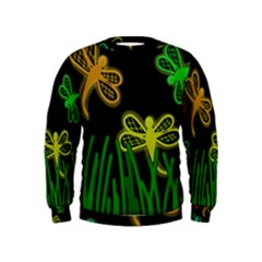 Neon Dragonflies Kids  Sweatshirt by Valentinaart