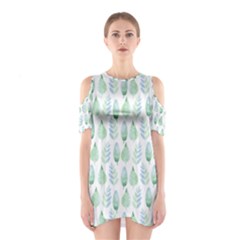 Green Watercolour Leaves Pattern Cutout Shoulder Dress by TanyaDraws