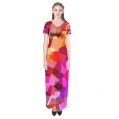 Geometric Fall Pattern Short Sleeve Maxi Dress by DanaeStudio