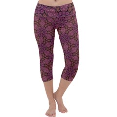 Fuchsia Abstract Shell Pattern Capri Yoga Leggings by TanyaDraws