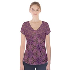 Fuchsia Abstract Shell Pattern Short Sleeve Front Detail Top by TanyaDraws