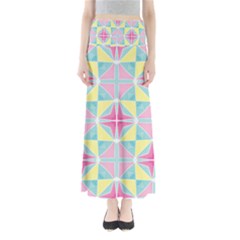 Pastel Block Tiles Pattern Maxi Skirts
