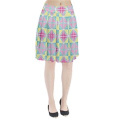 Pastel Block Tiles Pattern Pleated Skirt