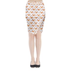 Fox And Laurel Pattern Midi Wrap Pencil Skirt