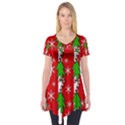 Christmas tree pattern - red Short Sleeve Tunic  View1