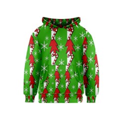 Christmas Pattern - Green Kids  Pullover Hoodie by Valentinaart