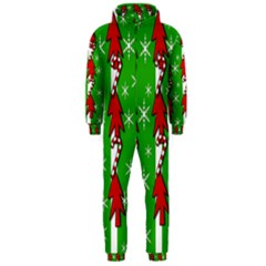 Christmas Pattern - Green Hooded Jumpsuit (men)  by Valentinaart