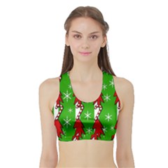 Christmas Pattern - Green Sports Bra With Border by Valentinaart