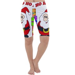 Santa Claus Pattern - Transparent Cropped Leggings  by Valentinaart
