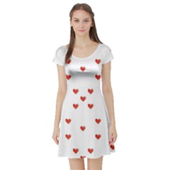 Cute Hearts Motif Pattern Short Sleeve Skater Dress by dflcprintsclothing