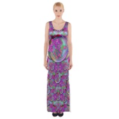 Paradise Of Wonderful Flowers In Eden Maxi Thigh Split Dress