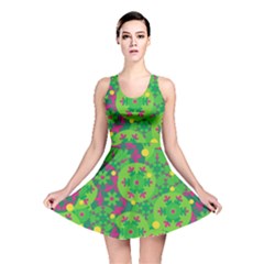 Christmas Decor - Green Reversible Skater Dress by Valentinaart