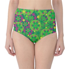 Christmas Decor - Green High-waist Bikini Bottoms by Valentinaart
