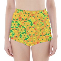 Christmas Decor - Yellow High-waisted Bikini Bottoms by Valentinaart