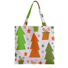 Christmas Design - Green And Orange Zipper Grocery Tote Bag by Valentinaart