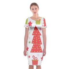 Christmas Design - Green And Red Classic Short Sleeve Midi Dress by Valentinaart