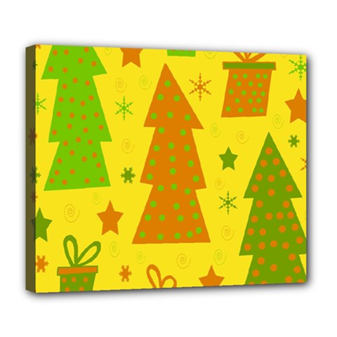 Christmas Design - Yellow Deluxe Canvas 24  X 20   by Valentinaart