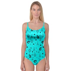 Pots Mermaid Print In Turquoise Camisole Leotard  by AwareWithFlair