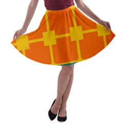 Squares And Rectangles                                                                                                A-line Skater Skirt by LalyLauraFLM