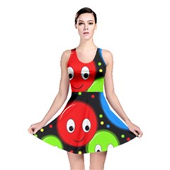 Smiley Faces Pattern Reversible Skater Dress by Valentinaart
