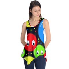 Smiley Faces Pattern Sleeveless Tunic by Valentinaart