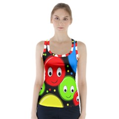 Smiley Faces Pattern Racer Back Sports Top by Valentinaart