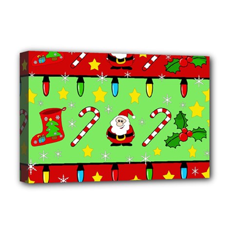 Christmas pattern - green and red Deluxe Canvas 18  x 12  