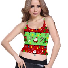 Christmas pattern - green and red Spaghetti Strap Bra Top