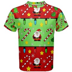 Christmas Pattern - Green And Red Men s Cotton Tee by Valentinaart