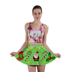Christmas pattern - green and red Mini Skirt