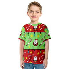Christmas pattern - green and red Kid s Sport Mesh Tee