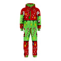 Christmas pattern - green and red Hooded Jumpsuit (Kids)