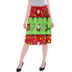 Christmas pattern - green and red Midi Beach Skirt