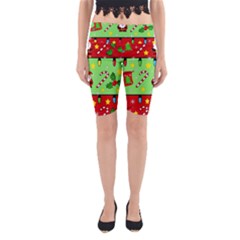 Christmas pattern - green and red Yoga Cropped Leggings