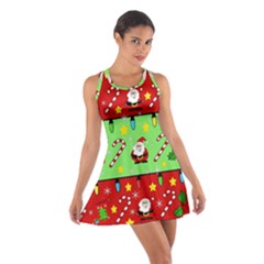 Christmas pattern - green and red Cotton Racerback Dress