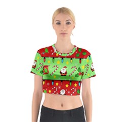 Christmas pattern - green and red Cotton Crop Top