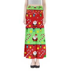 Christmas pattern - green and red Maxi Skirts