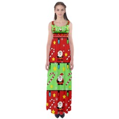 Christmas pattern - green and red Empire Waist Maxi Dress