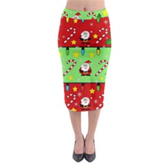 Christmas pattern - green and red Midi Pencil Skirt